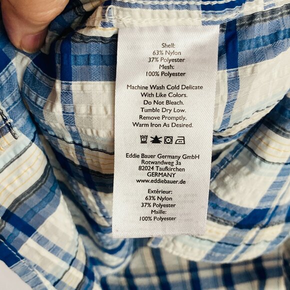 Eddie Bauer Men's Pack It Seersucker Short-Sleeve Shirt Size XL EUC - Picture 8 of 16
